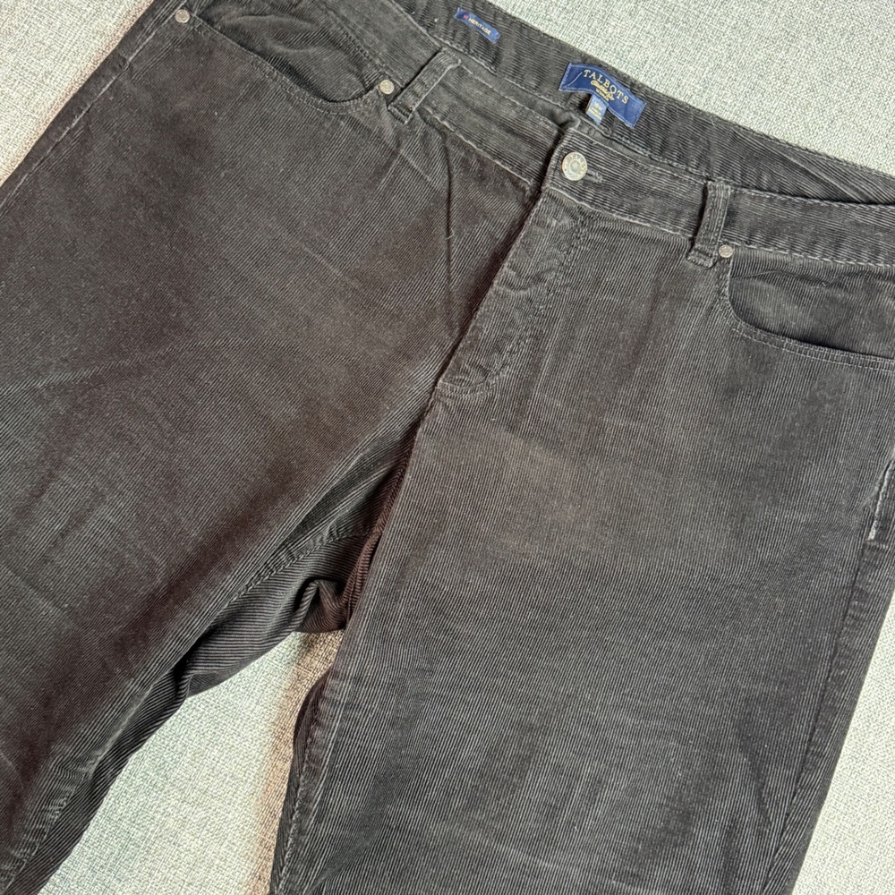 Women Talbots Corduroy Pants | Size 16W | Black‎ Straight Leg Stretch